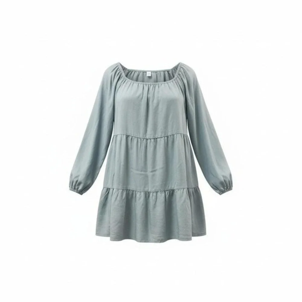 NWT‎ Anthropologie Amadi Tiered Mini Dress Women XL Sage Green Boho USA
